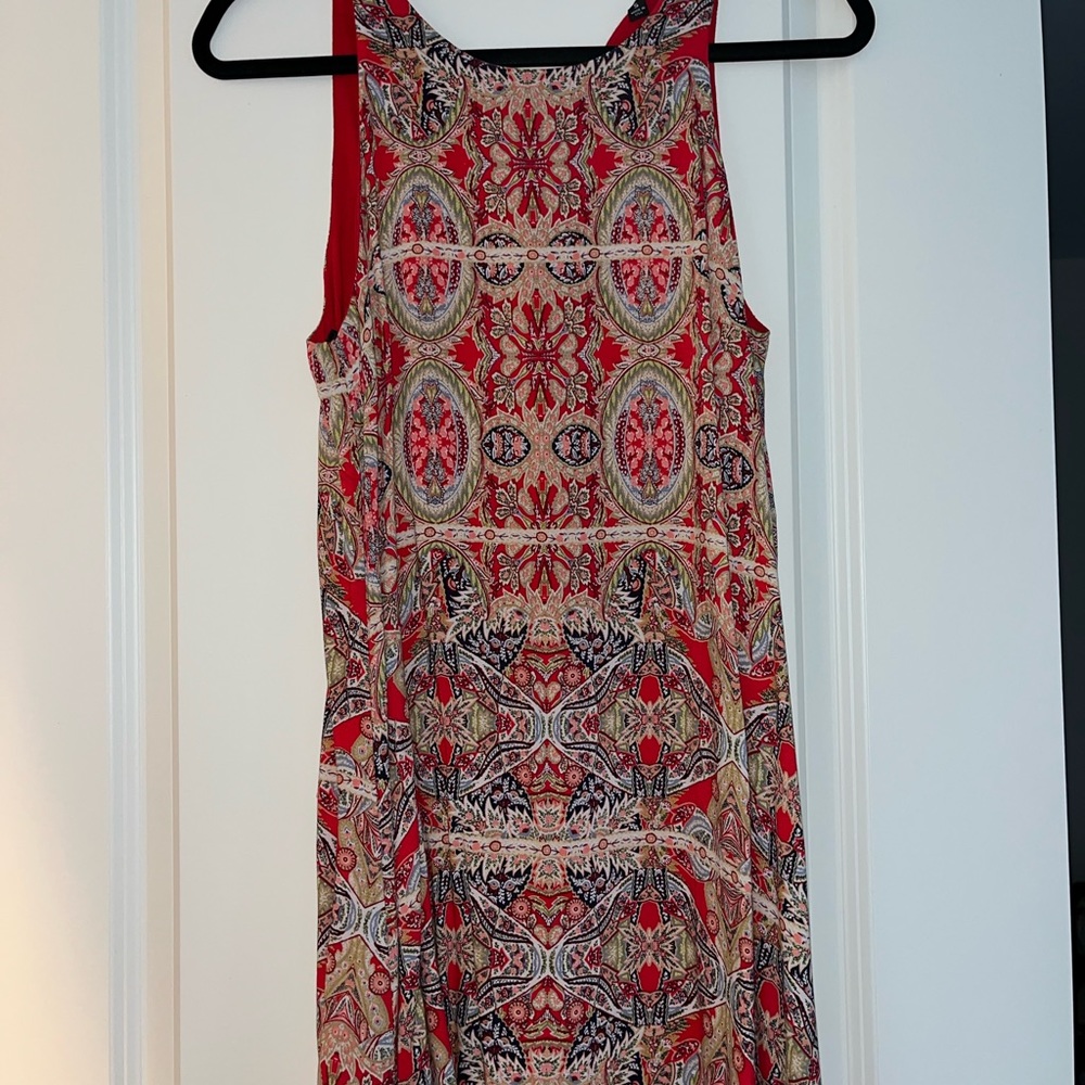 Elegant Red Patterned Women's Dress